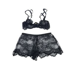 Gooseberry Intimates - Dainty Bra & You Shorts in Black